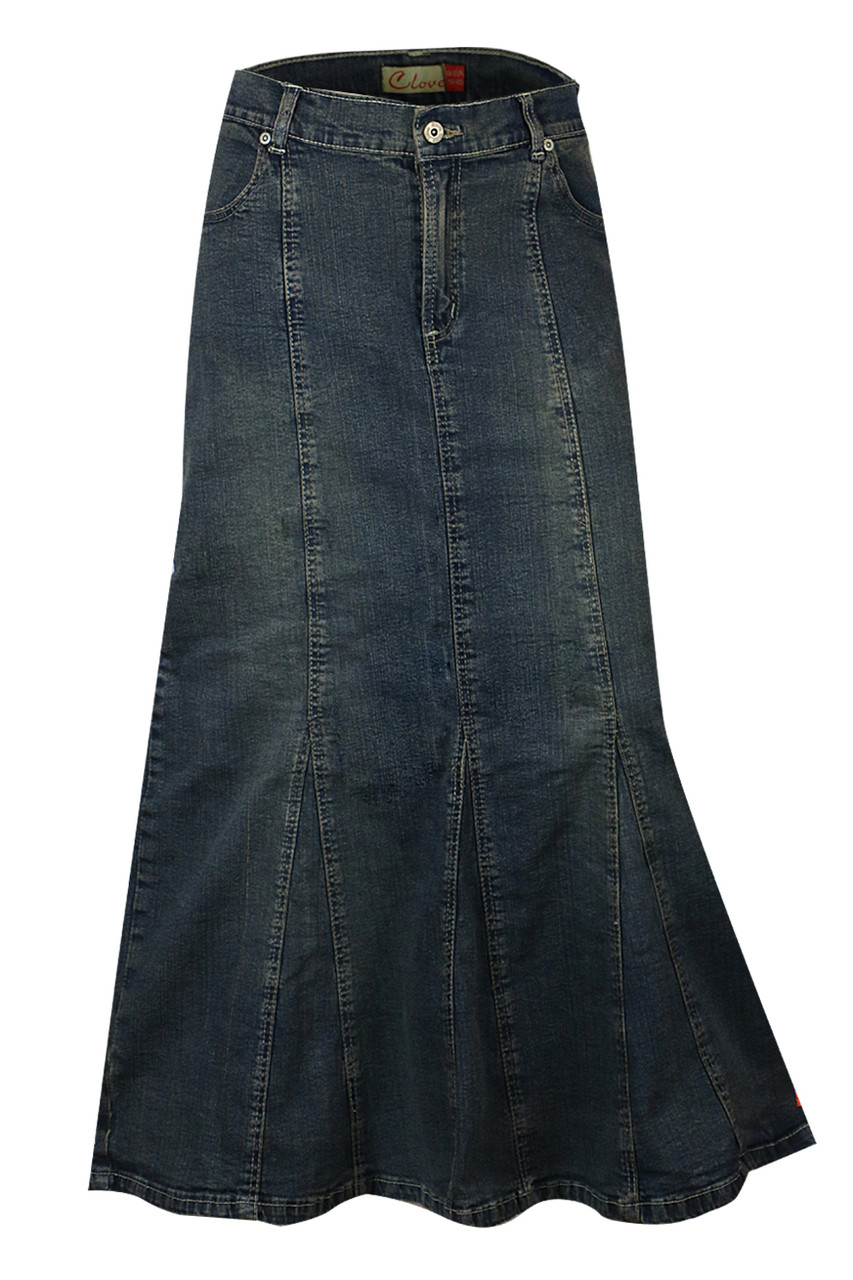 denim maxi skirts uk