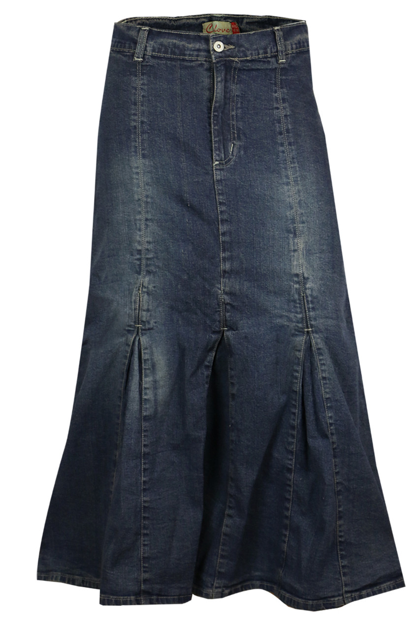 Women's Long Indigo Denim Skirt | UK Size 8-24 | Maxi Skirt | Shop Now