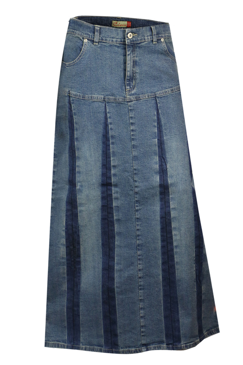 Women's Plus Mid Wash Distressed Denim Skirt | Boohoo UK