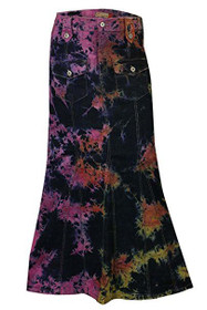 Clove Women Tie-n-Dye Multi-coloured Denim Maxi Skirt Size 12-24 Clove Women Tie-n-Dye Multi-coloured Denim Maxi Skirt Size 12-24