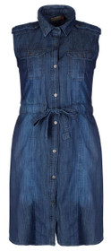 Clove Women’s Blue 100% Denim Full Sleeve Urban Safari Shirt Dress ...