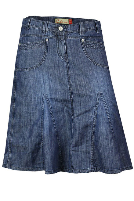 Knee Length Denim Skirt Plus Size UK 