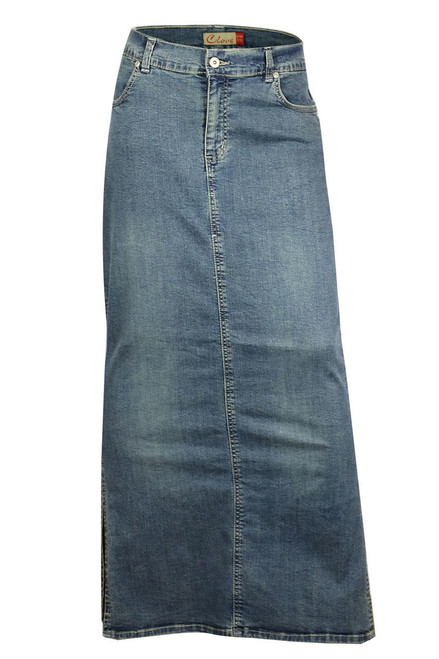 Ankle Length Maxi Stretch Denim Pencil Skirt Plus Size From Clove
