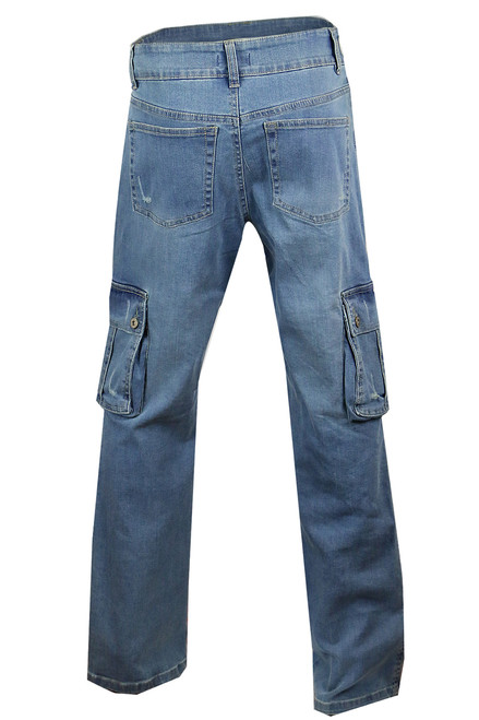 Blue Stretch Denim distress Vintage look Combat Jeans Plus size 16 18 ...