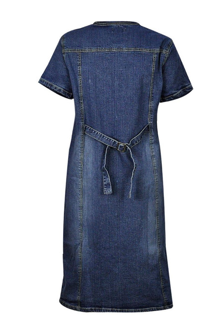 New Blue Stretch Denim Short Sleeves Long Classic Dress Plus Size ...