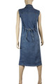 Clove Womens Midi Dress Blue Stretch Denim Full Frontal Button Closure