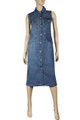 Clove Womens Midi Dress Blue Stretch Denim Full Frontal Button Closure