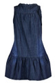 Blue denim  plus size short sleeveless feminine tunic dress
