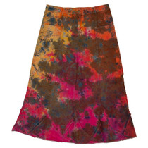 Clove Women A-line Tie Dye  Frayed Denim Skirt Plus Size