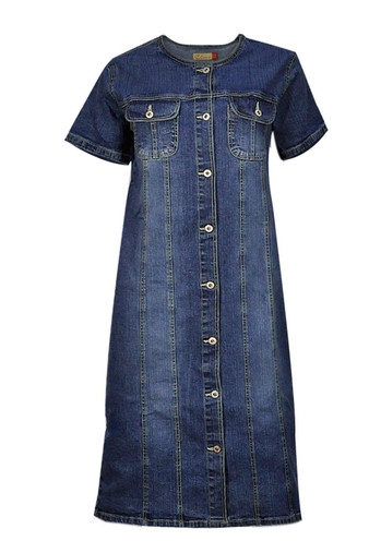 chinese dress ladies utcoco Womens Casual Button Down Maxi Denim Dress V-Neck Tie Half Sleeve Long  Denim Dresses for Women 2025, Blue, L : Amazon.co.uk: Fashion main image 1