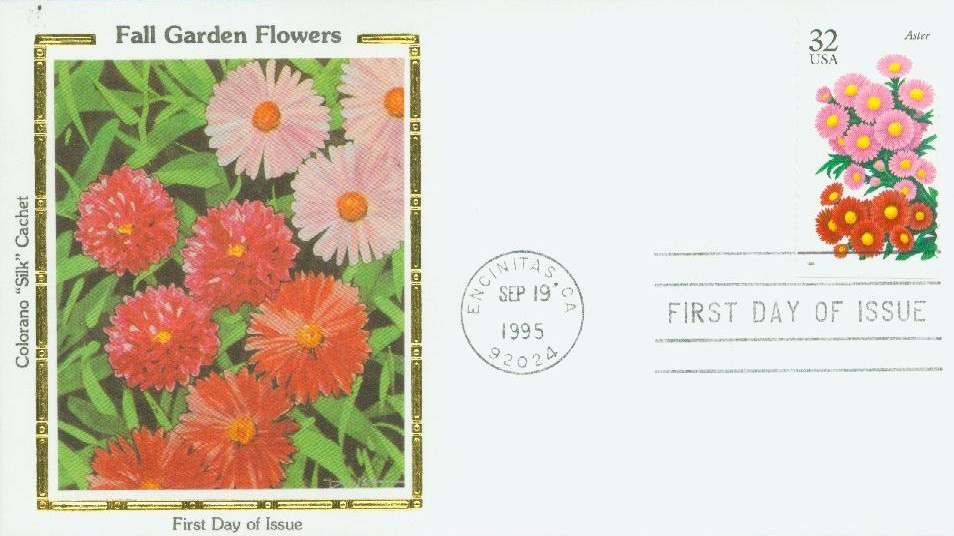 2993 - 1995 32c Fall Garden Flowers: Aster - Mystic Stamp