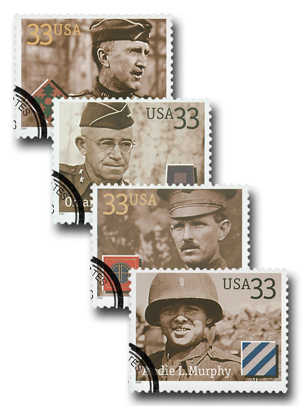 3393-96 - 2000 33c Distinguished Soldiers - Mystic Stamp Company
