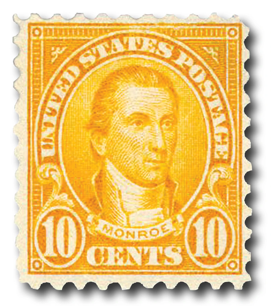 591 - 1925 10c James Monroe, Orange, Perf. 10 - Mystic Stamp Company