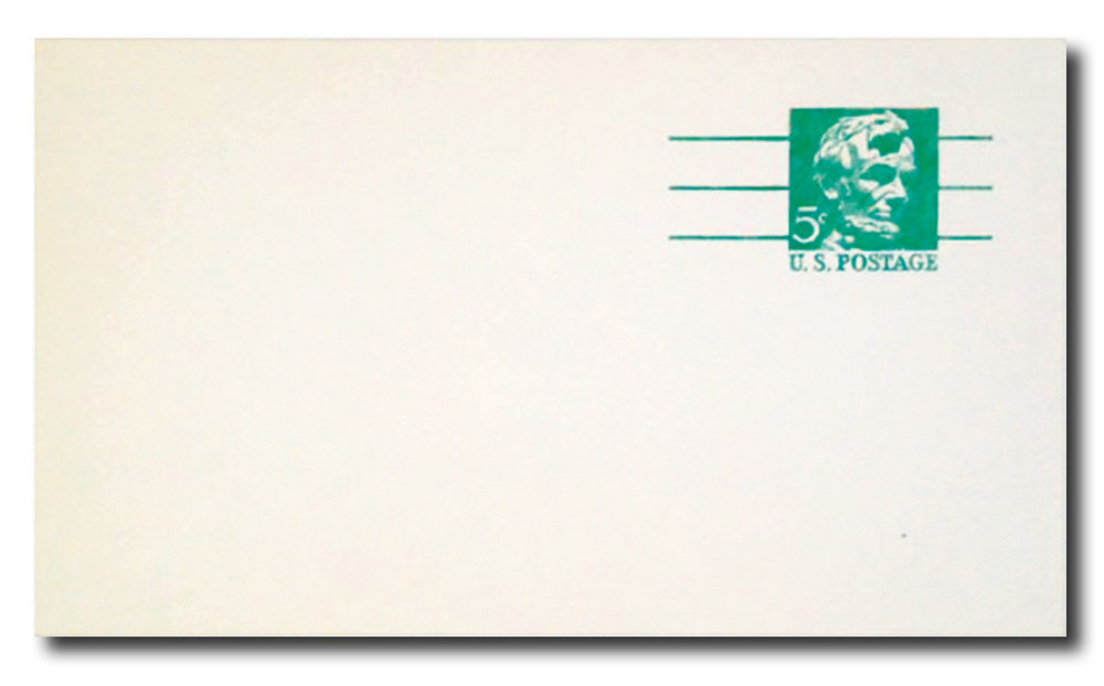Presentation Card.。.:⋈*【 L 】 UX55 - 1968 5c Postal Card - Lincoln - Mystic Stamp Company