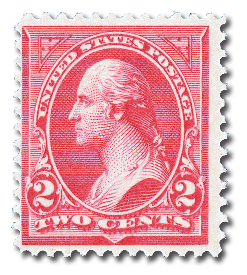 ★87MM★ Mmlg STAMP COLLECTOR HFT EVERY WHITE 266 - 1895 2c Washington, Carmine, Double Line Watermark