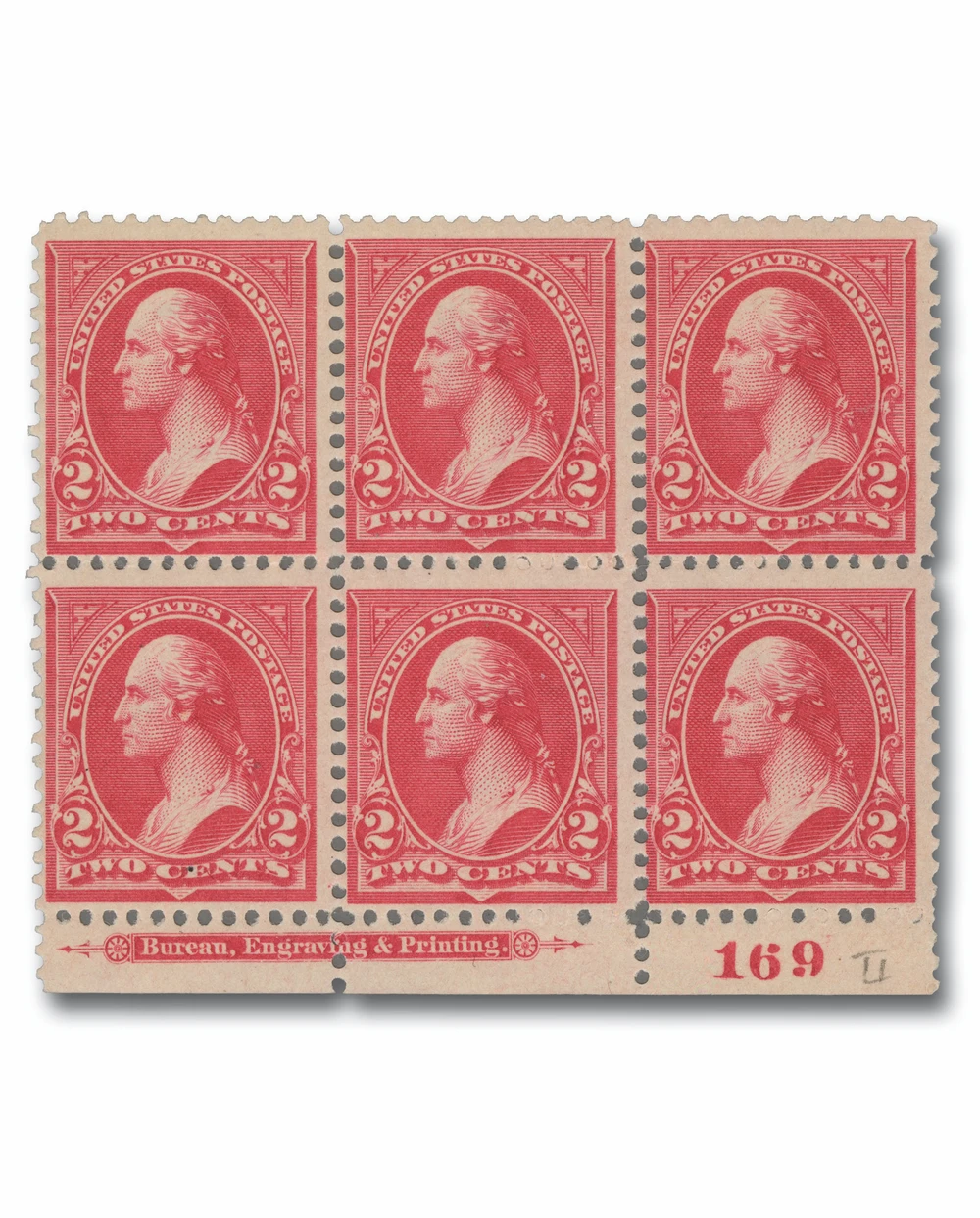 266 - 1895 2c Washington, Carmine, Double Line Watermark, Type II
