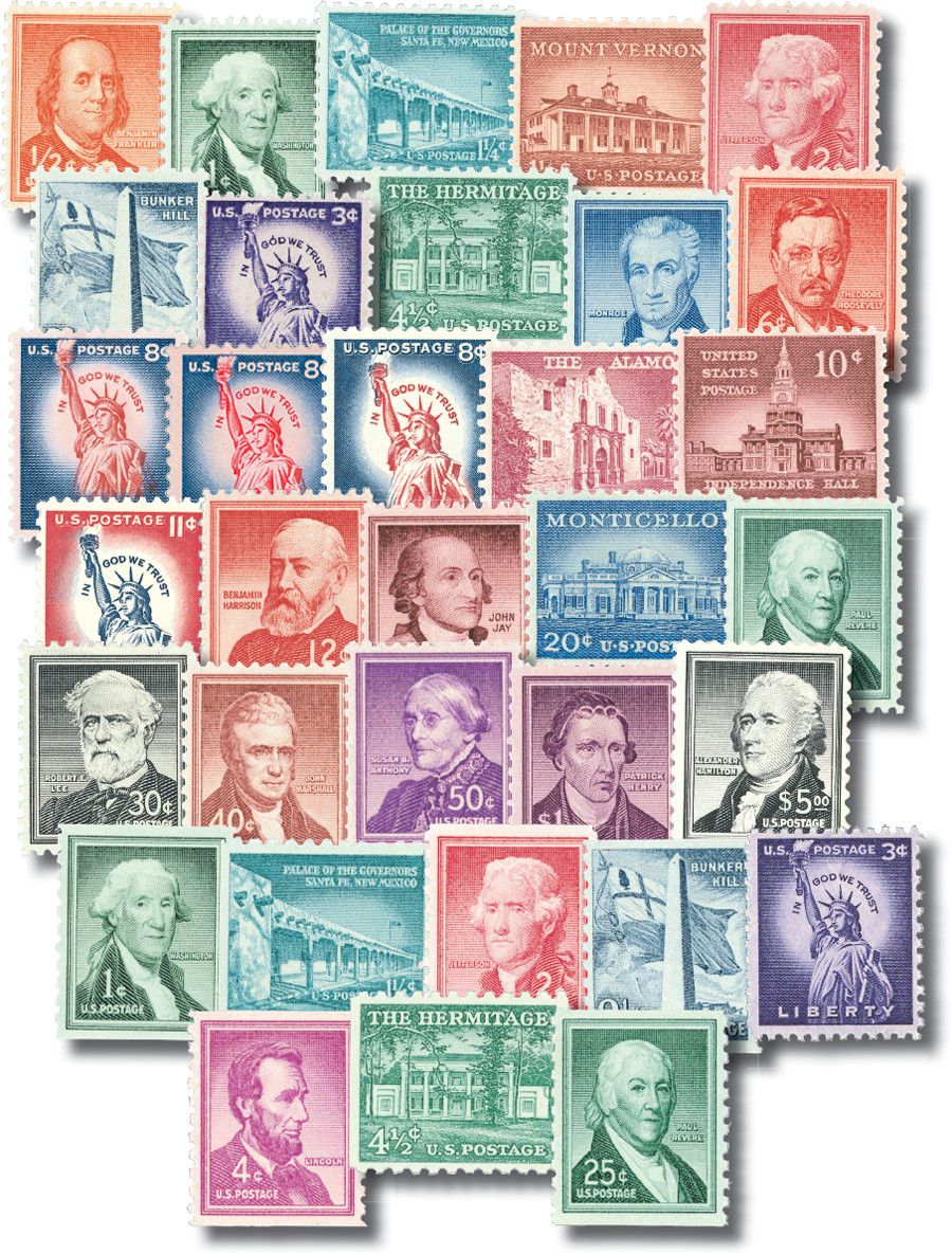 J*u様 アメリカ合衆国 リバティ 2枚 1030-59A - 1954-61 Liberty Series, Complete Set of 35 Stamps
