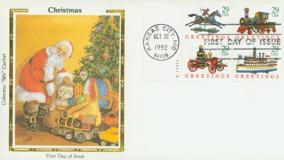 2715-18 - 1992 29c Christmas Greetings: Booklet Stamps - Mystic