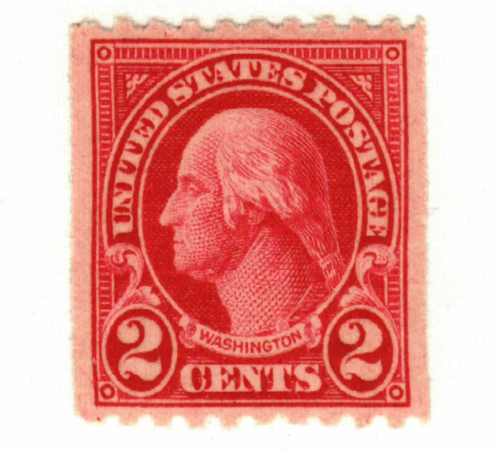 606 - 1923 2c Washington, Carmine, Perf. 10 Horizontally - Mystic