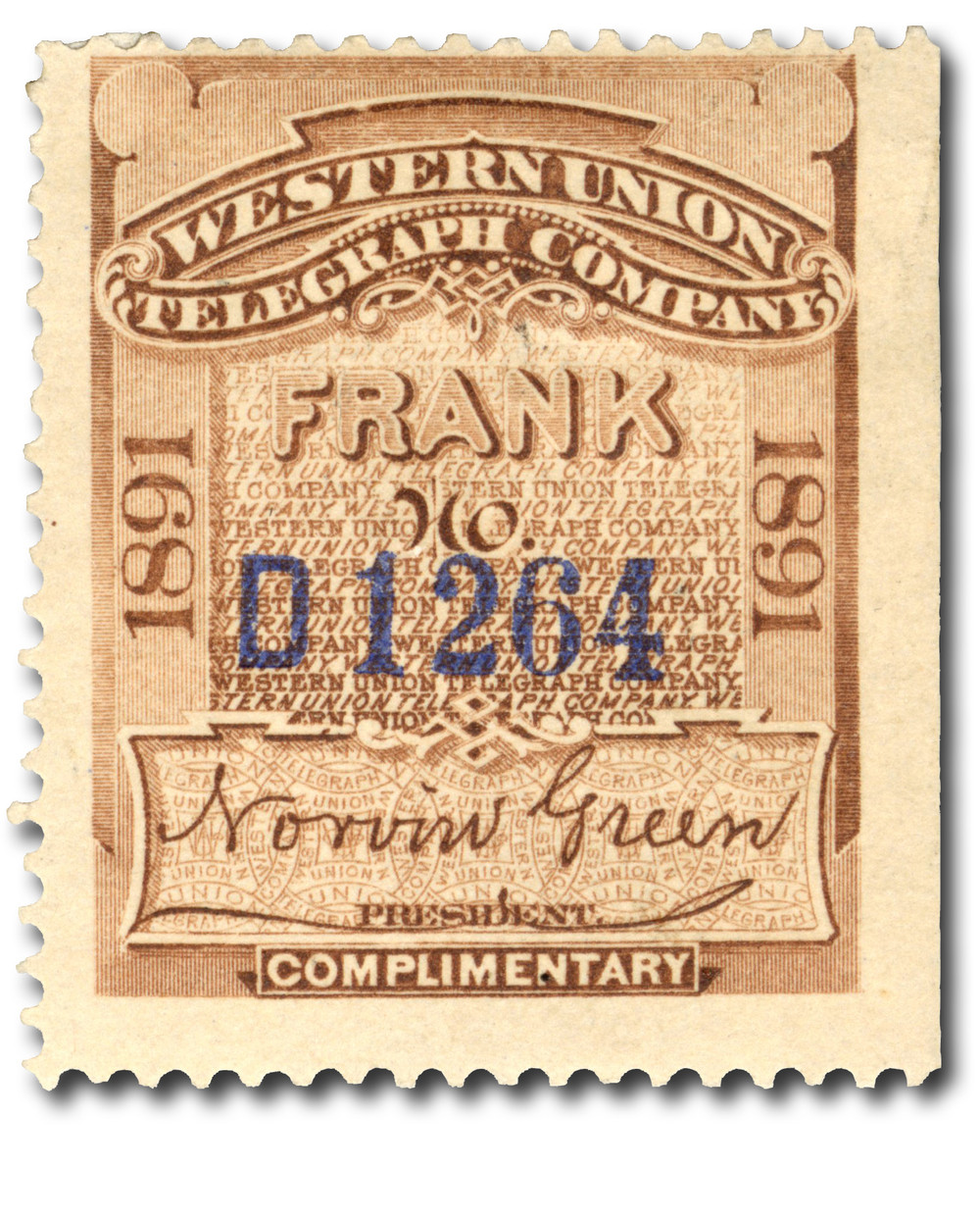 16T21 - 1891 Western Union Telegraph Company, Brown, Norvin Green
