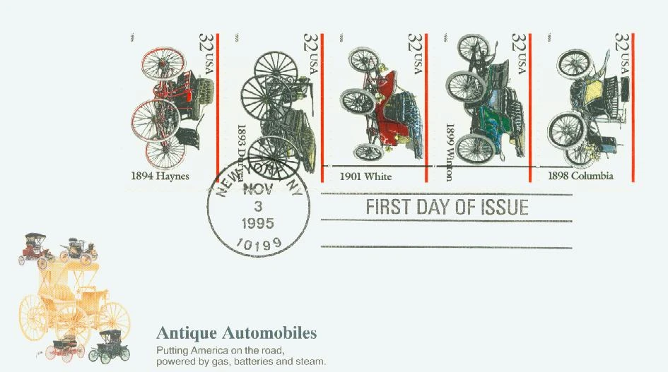 3019-23 - 1995 32c Antique Automobiles - Mystic Stamp Company