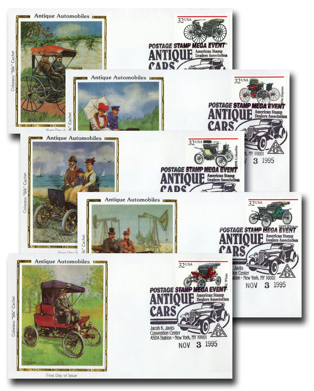 3019-23 - 1995 32c Antique Automobiles - Mystic Stamp Company