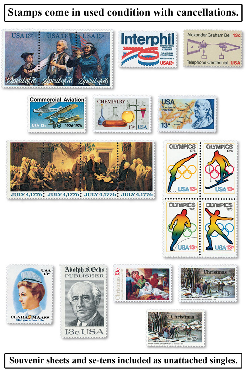 YS1976 - 1976 Commemorative Stamp Year Set - Mystic Stamp