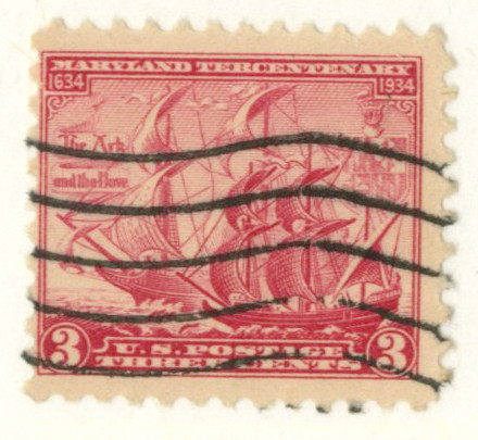 736 - 1934 3c Maryland Tercentenary, Carmine Rose - Mystic Stamp