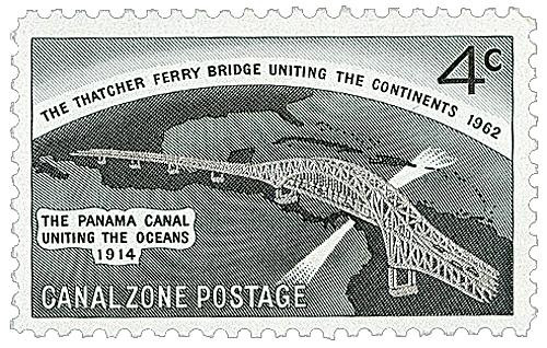CZ157 - 1962 4c Thatcher Ferry Bridge, Black & Silver, Canal Zone