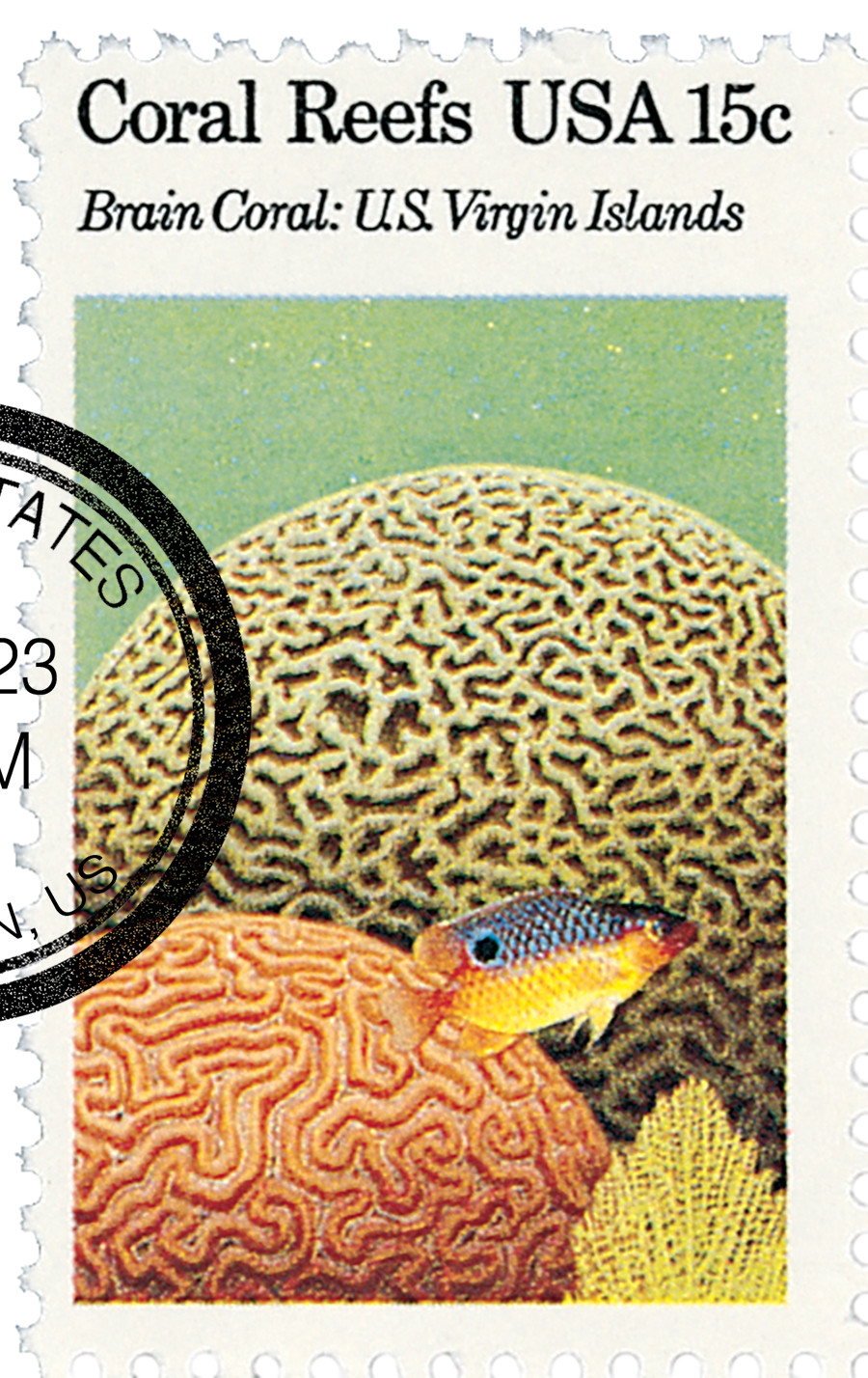 イギリスのバンドReefのサイン色紙 1827 - 1980 15c Coral Reefs: Brain Coral - Mystic Stamp Company
