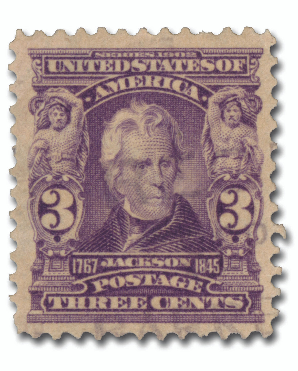 302 - 1903 3c Andrew Jackson, Purple, Double Line Watermark, Perf
