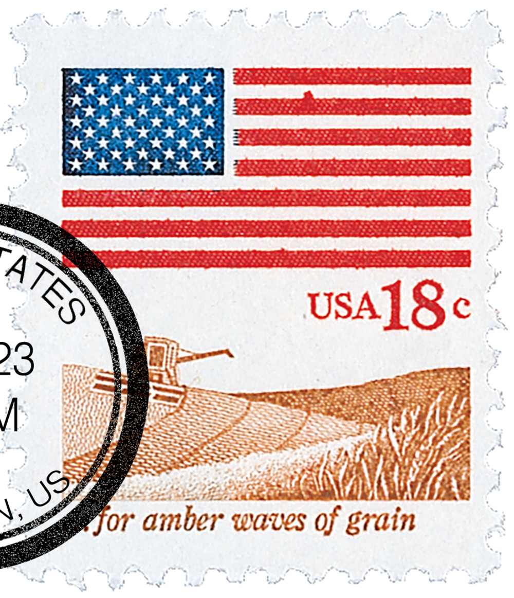 1890 - 1981 18c Flag Over Field - Mystic Stamp Company