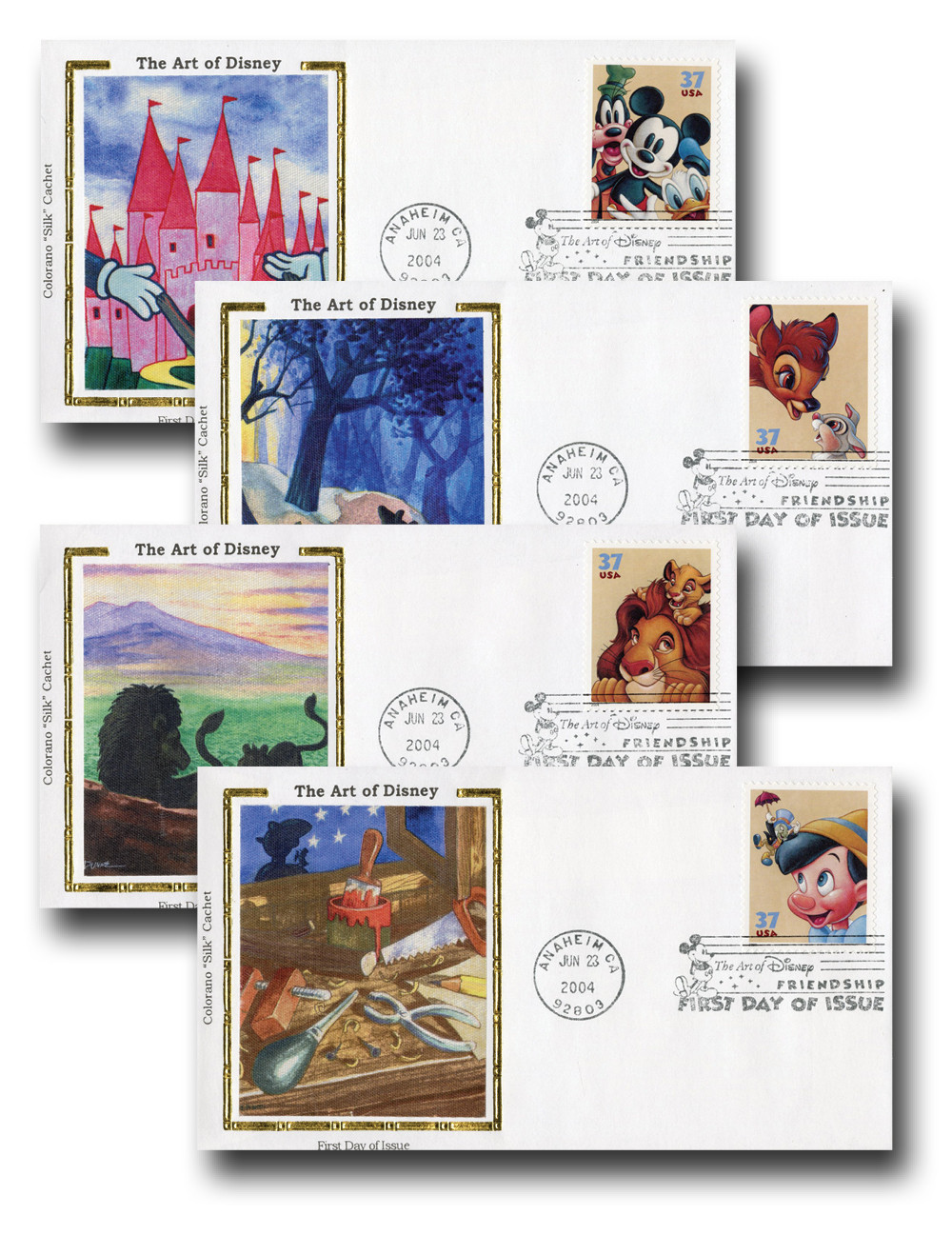 3865-68 - 2004 37c The Art of Disney, Friendship - Mystic Stamp