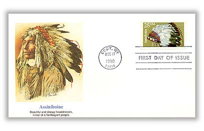 2501 - 1990 25c Headdresses: Assiniboine - Mystic Stamp Company