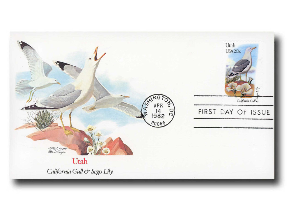 1996 - 1982 20c State Birds and Flowers: Utah - Mystic Stamp