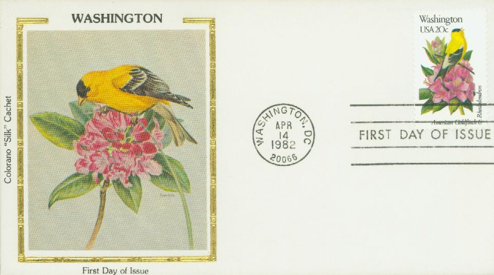1999 - 1982 20c State Birds & Flowers: Washington - Mystic Stamp