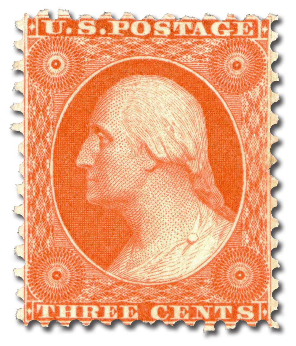 41 - 1875 3c Washington, Scarlet, Perf. 12 - Mystic Stamp Company