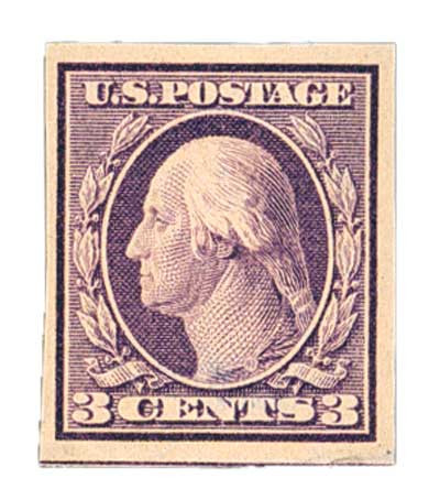 345 - 1909 3c Washington, Deep Violet, Double Line Watermark