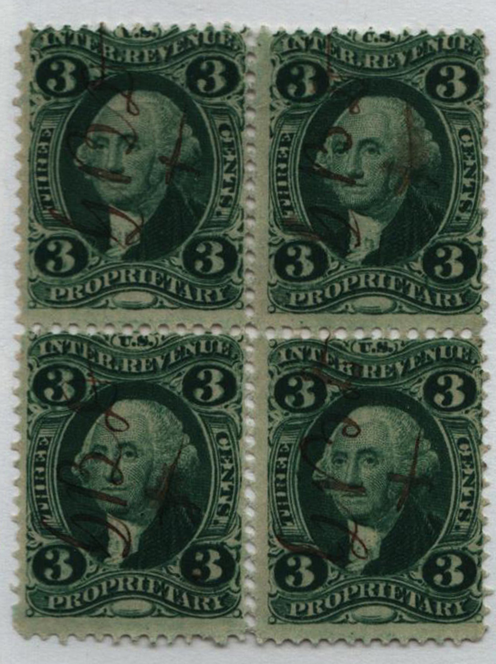 605741 -- Used Block of 4 -- Used Stamp(s) -- small flaws