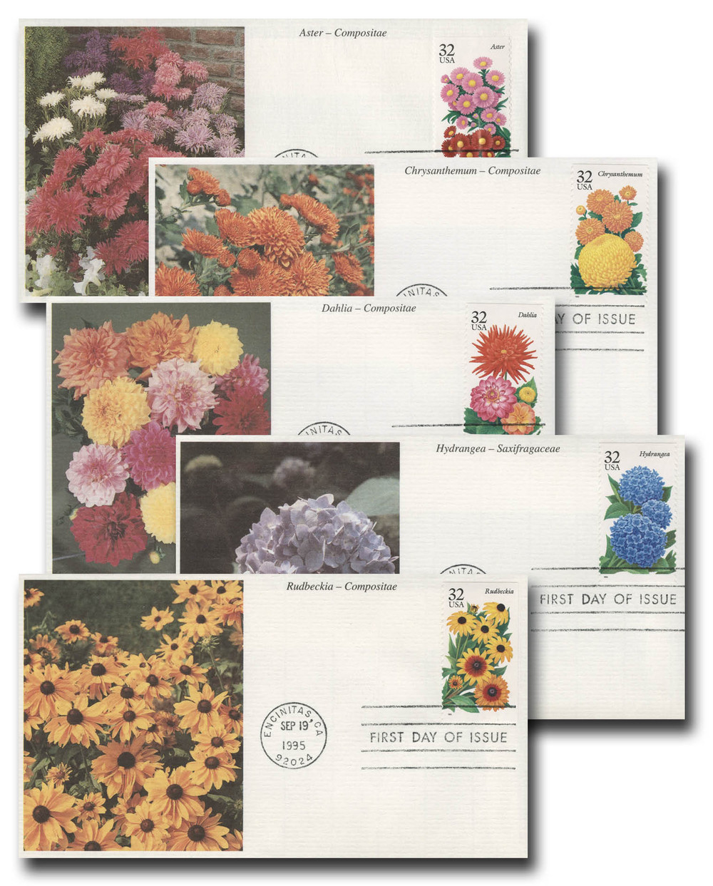 2993-97 - 1995 32c Fall Garden Flowers - Mystic Stamp Company