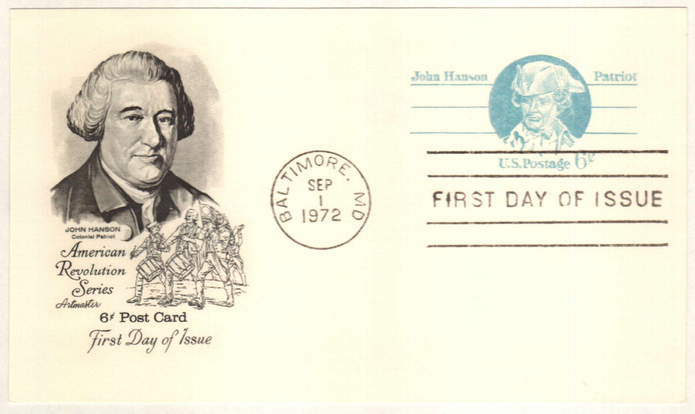 UX64 - 1972 6c Postal Card - John Hanson - Mystic Stamp Company