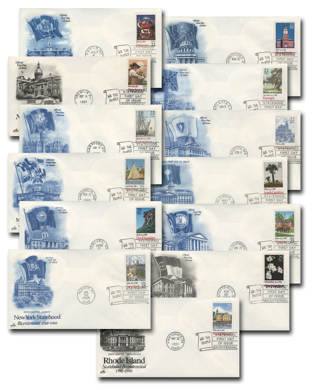 2336-48 - 1987-90 Bicentenary Statehood Series, Set of 13 stamps