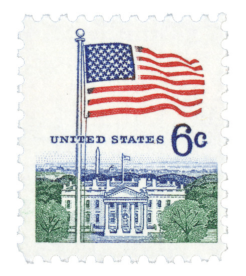 1338m - 1968 6c Flag & White House, Tagging Omitted - Mystic Stamp