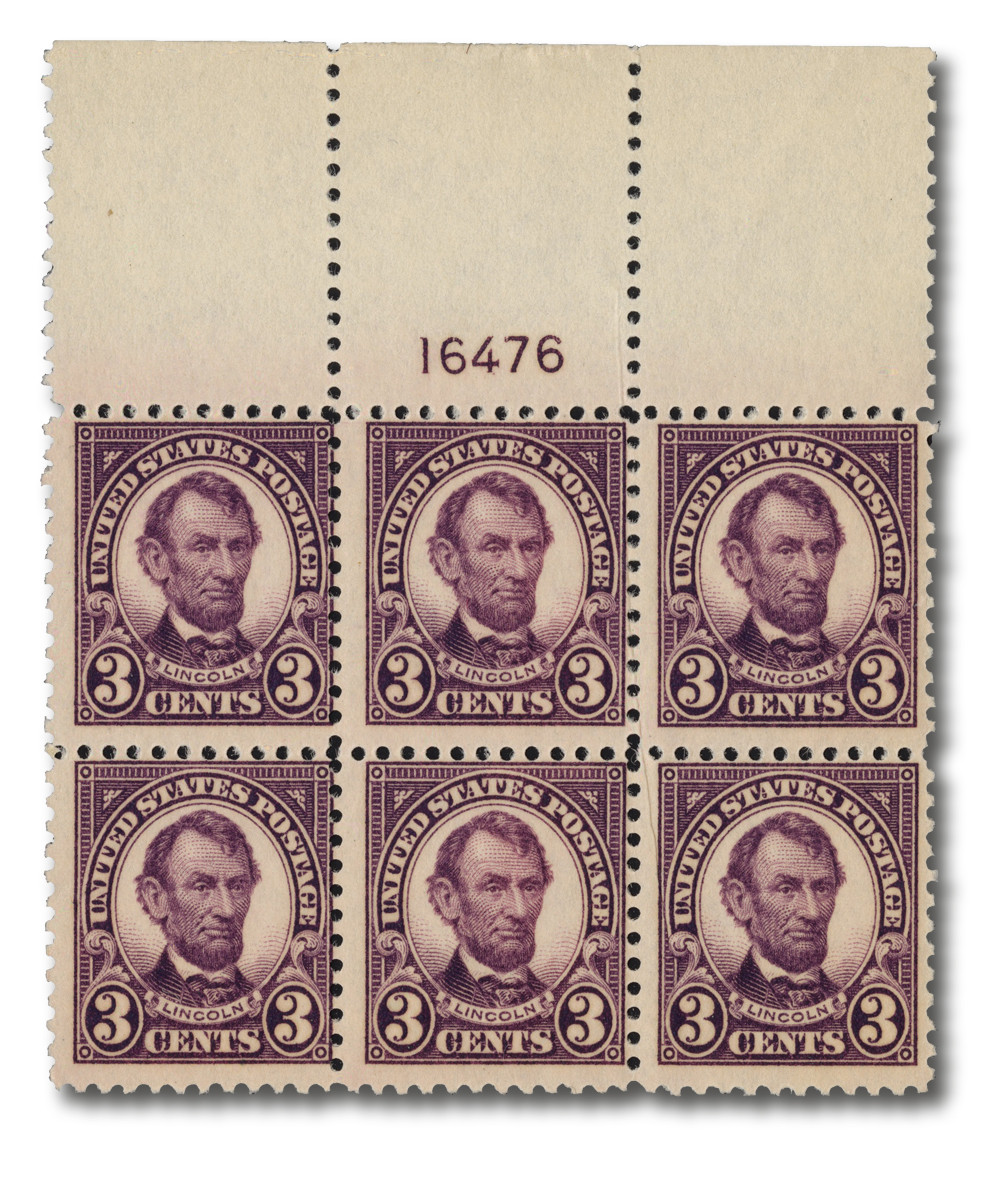 555 - 1923 3c Abraham Lincoln, Violet, Perf. 11 - Mystic Stamp Company