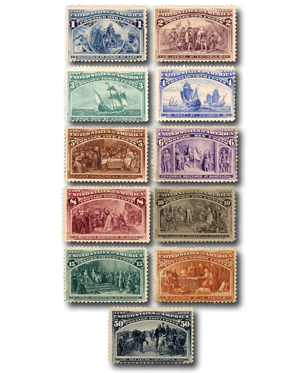 230-40 - 1893 Columbian Exposition, Set of 11 Stamps - Mystic