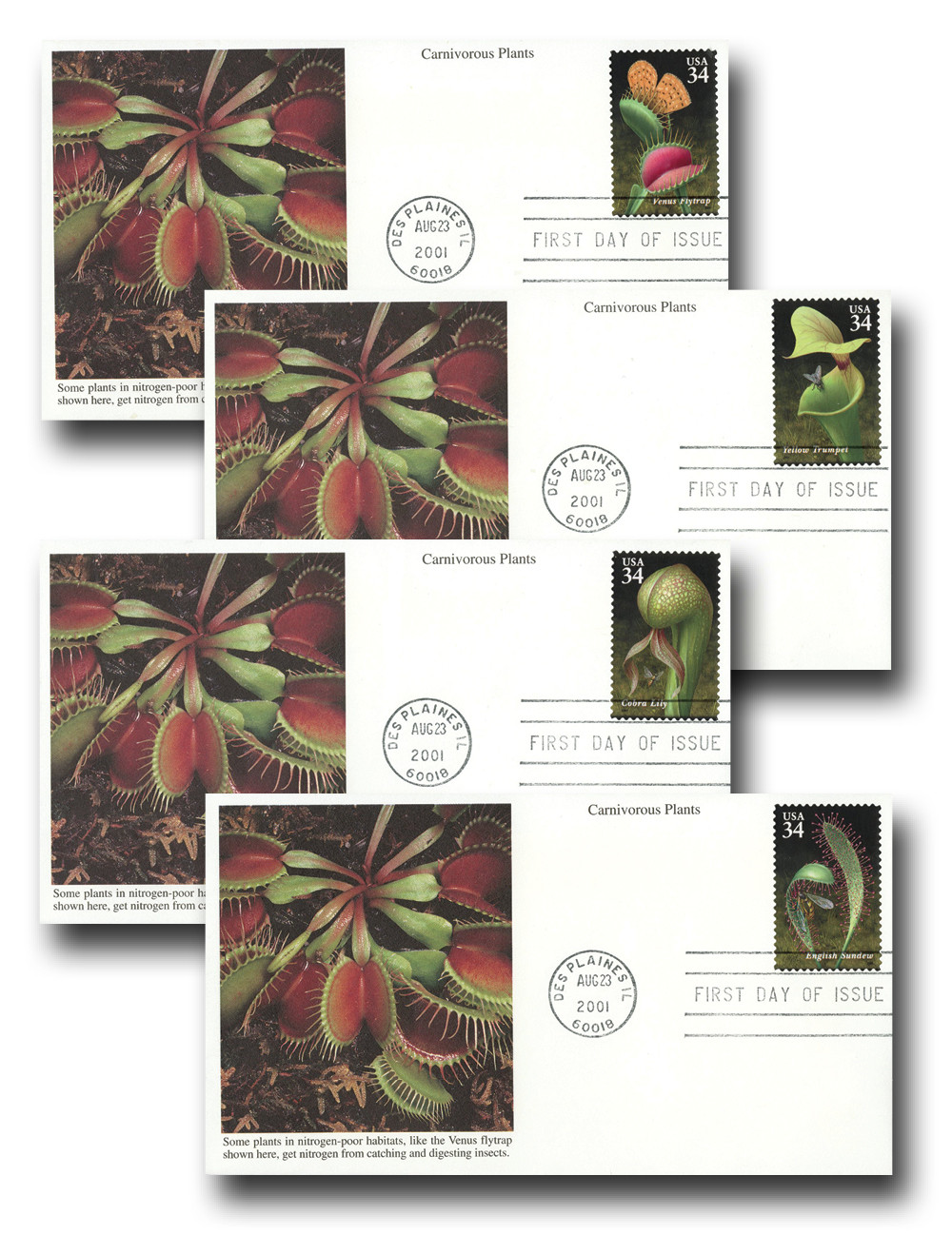 3528-31 - 2001 34c Carnivorous Plants - Mystic Stamp Company