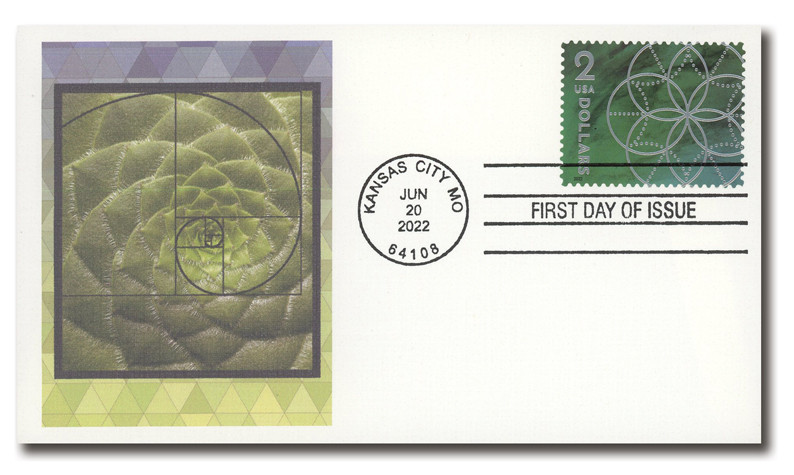 5700 - 2022 $2 Floral Geometry - Green - Mystic Stamp Company