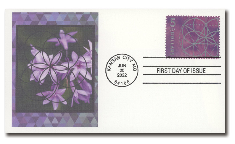 5701 - 2022 $5 Floral Geometry - Purple - Mystic Stamp Company