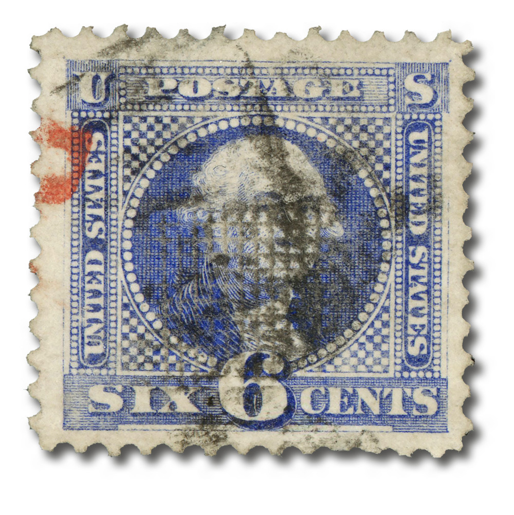 115 - 1869 6c Washington, Ultramarine, Hard Wove Paper, G Grill