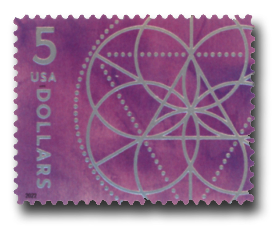 5701 - 2022 $5 Floral Geometry - Purple - Mystic Stamp Company